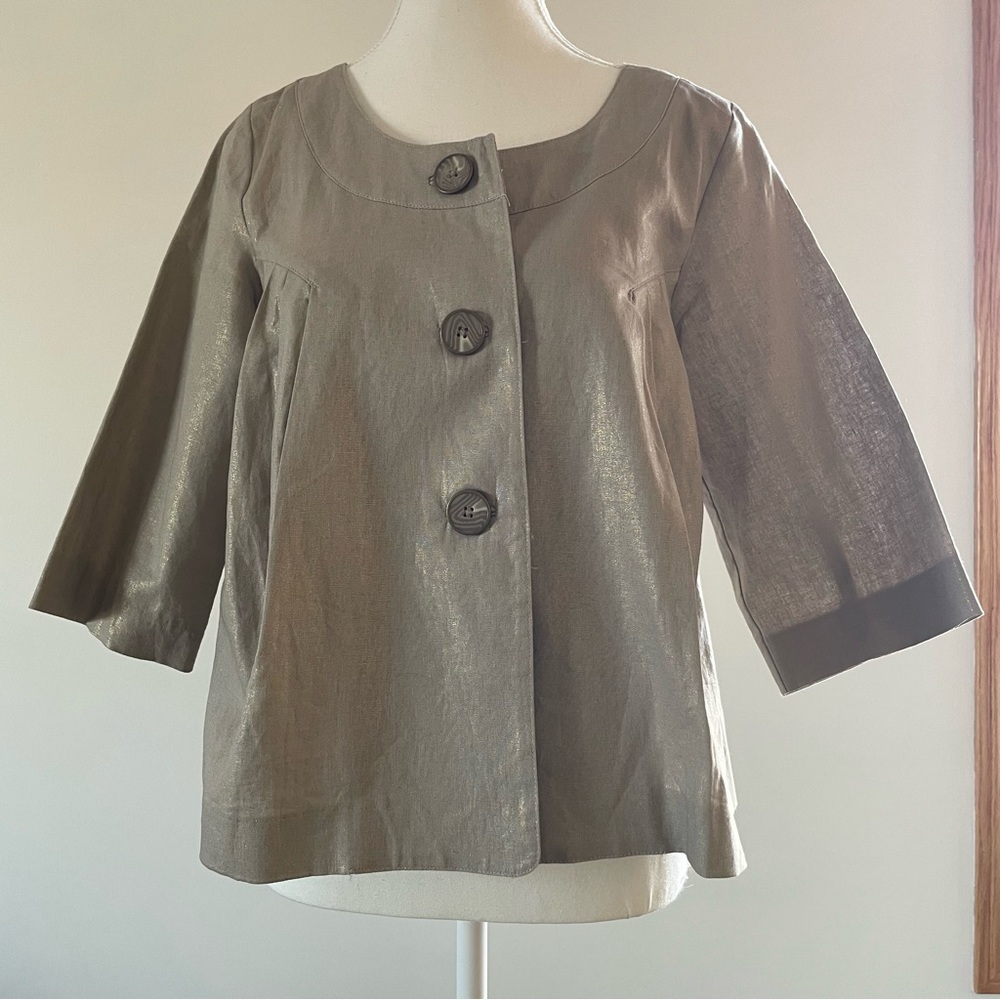 Summer Blazer Jacket Linen Cotton Tan Metallic Gold Mossimo Supply Co. Small